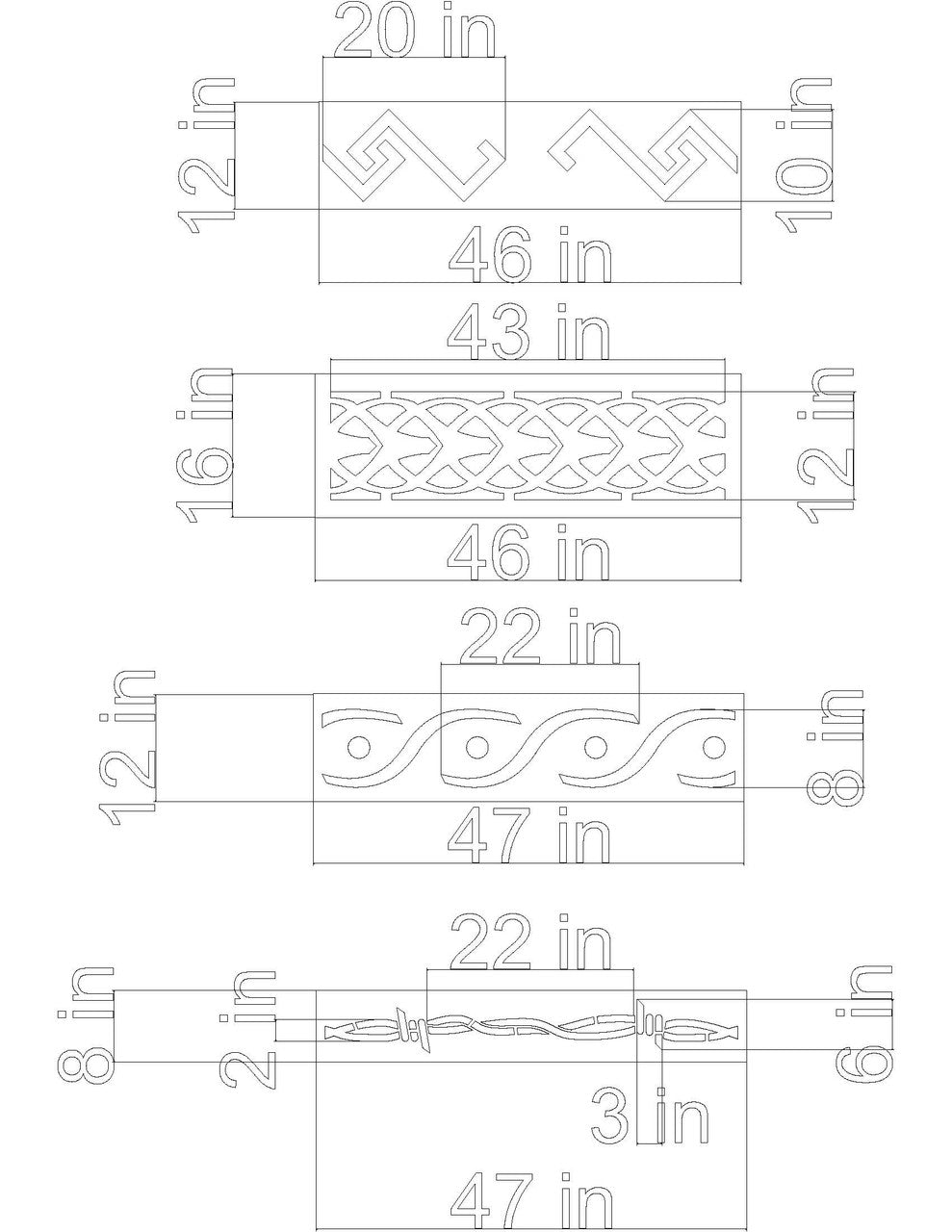 Border template kit with dimensions