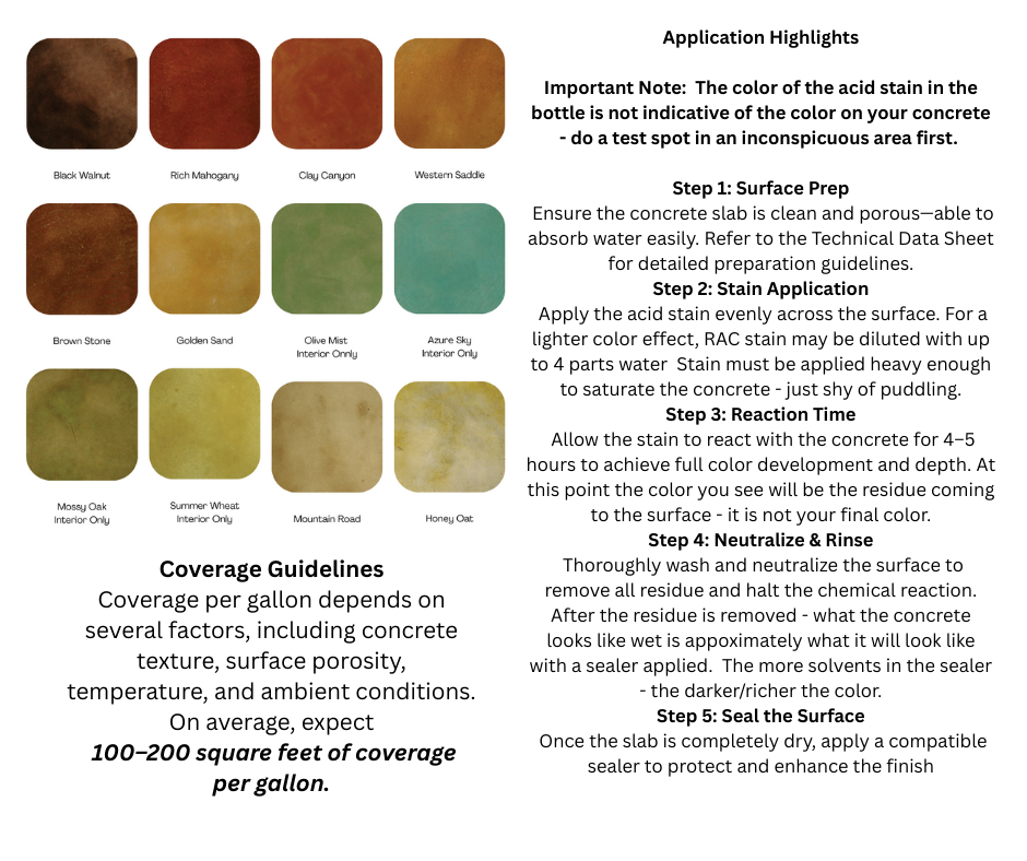 Reactive Acid Chemical (RAC) Concrete Stain