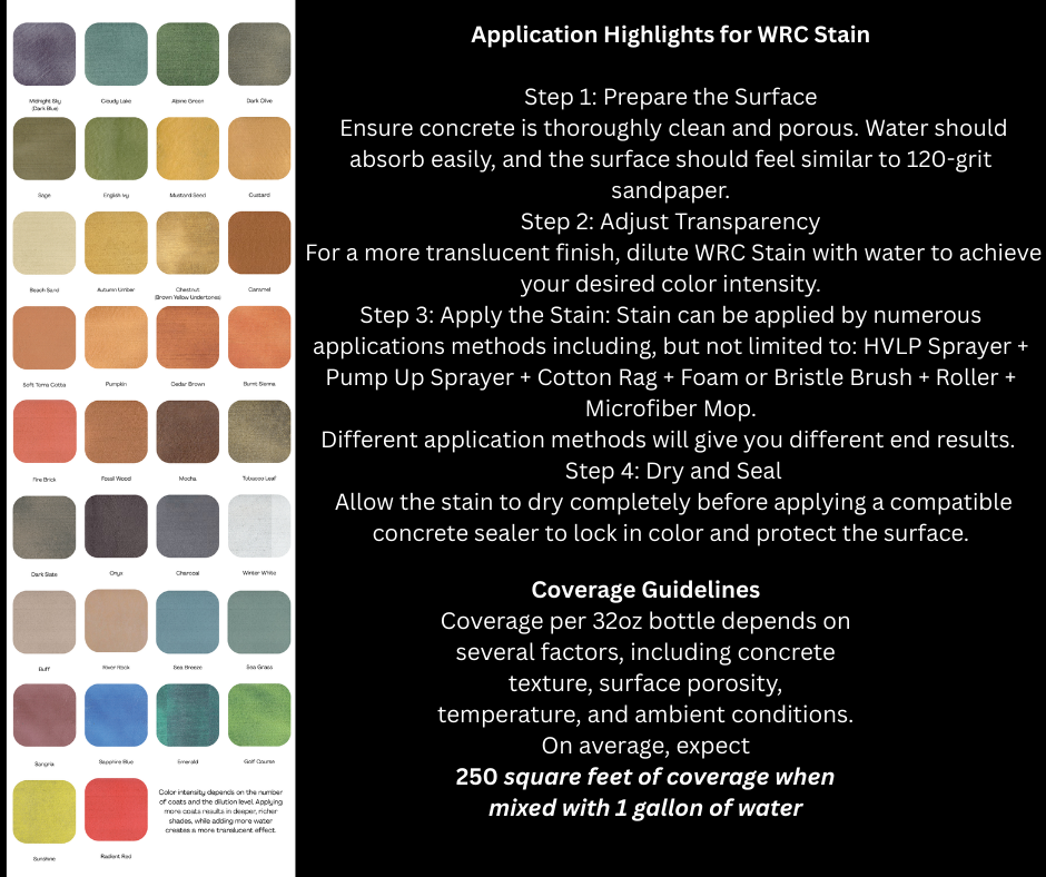 Water Reducible Concentrated (WRC) Concrete Stain