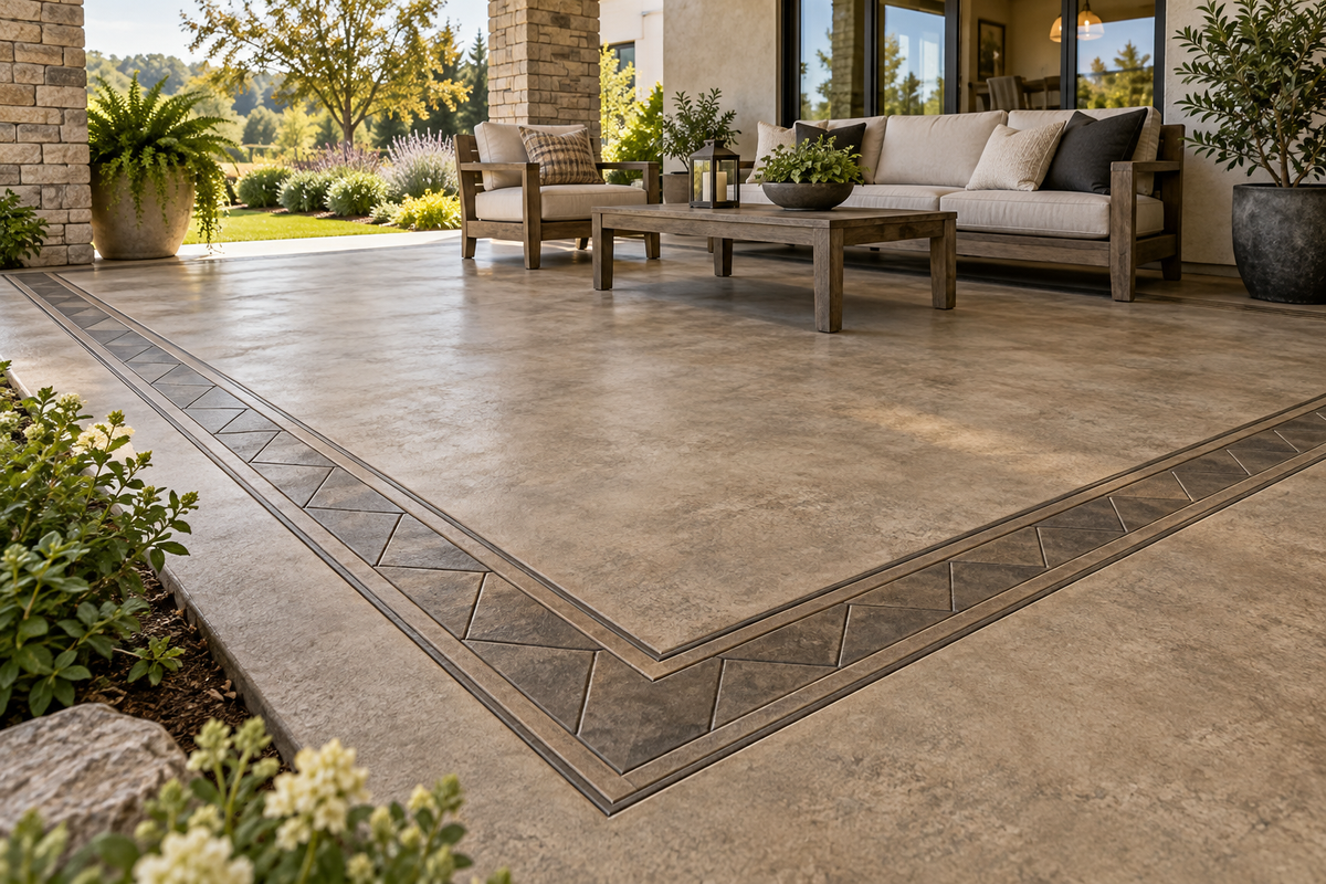 Exterior stained concrete patio