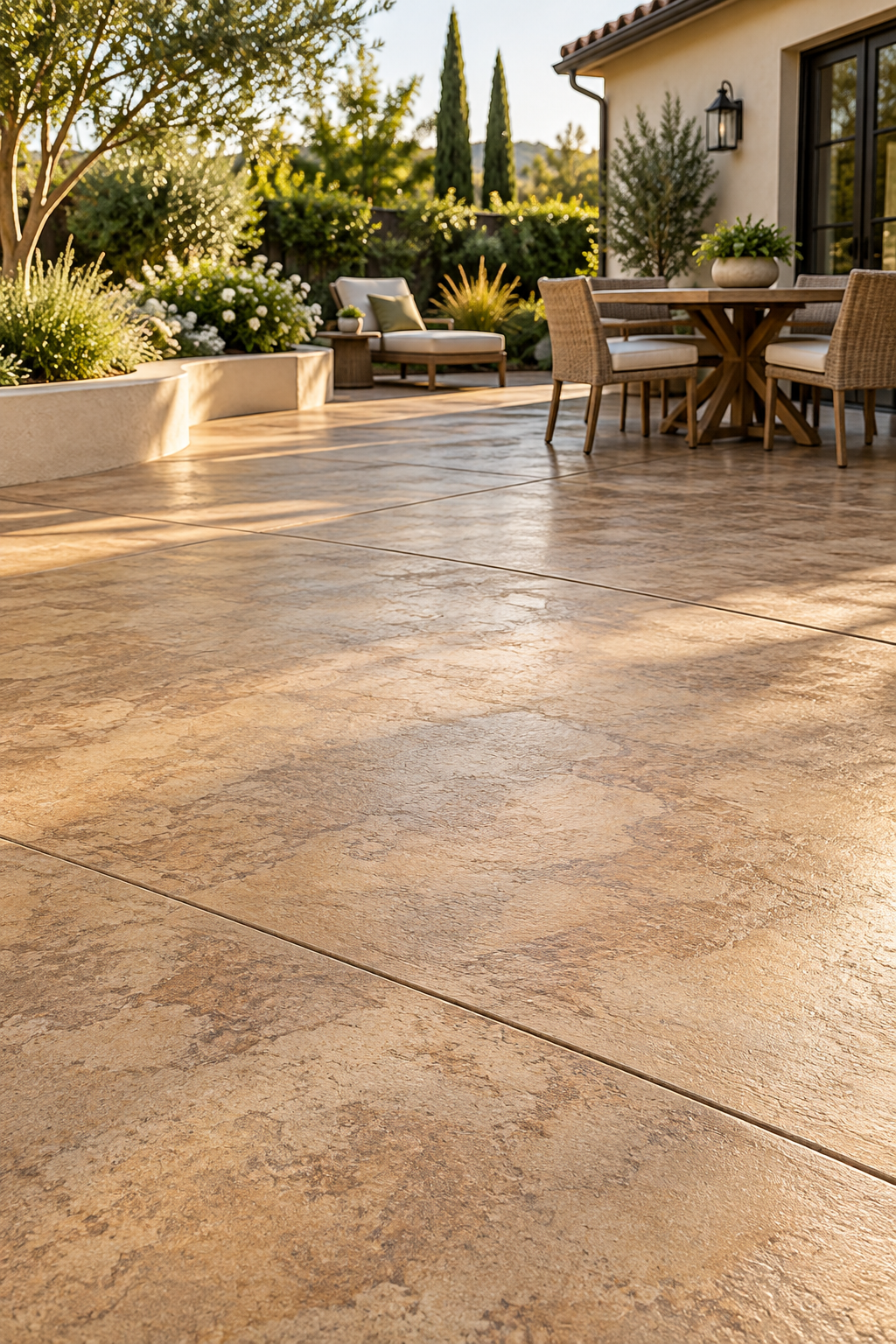 Sealed exterior concrete patio