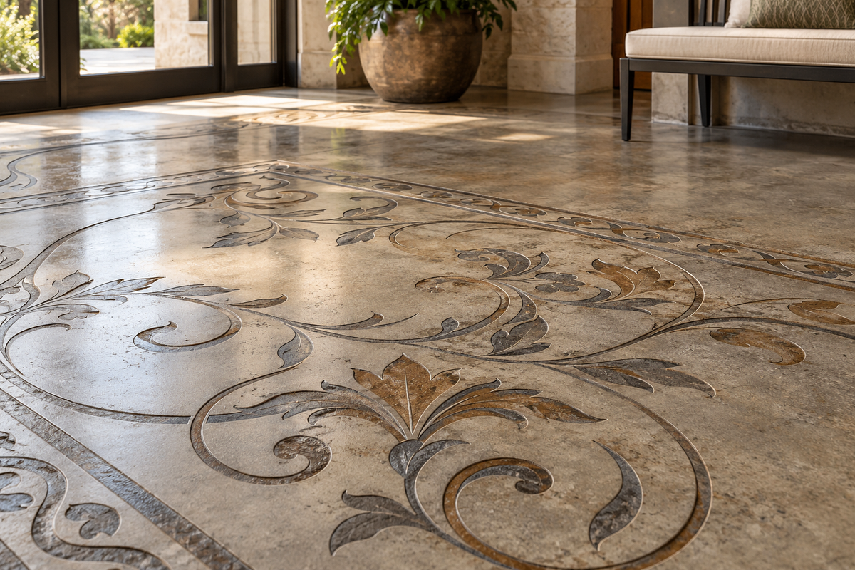 Decorative stained concrete project
